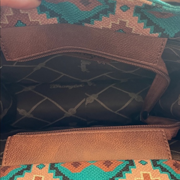 Wrangler Teal and Brown Tote Bag - Picture 2 of 2